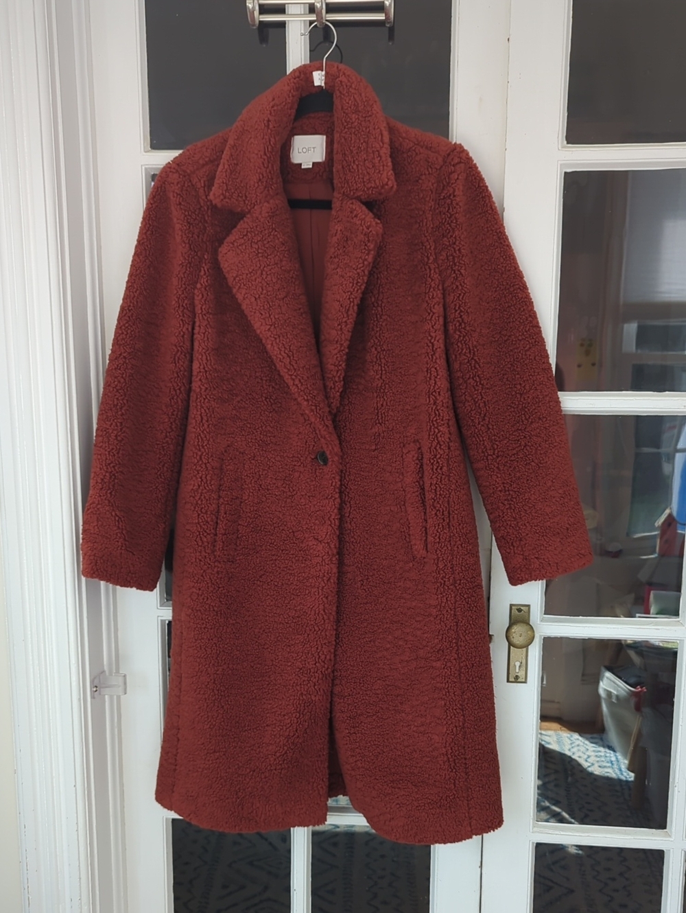 LOFT Cozy Teddy Coat in Deep Rust